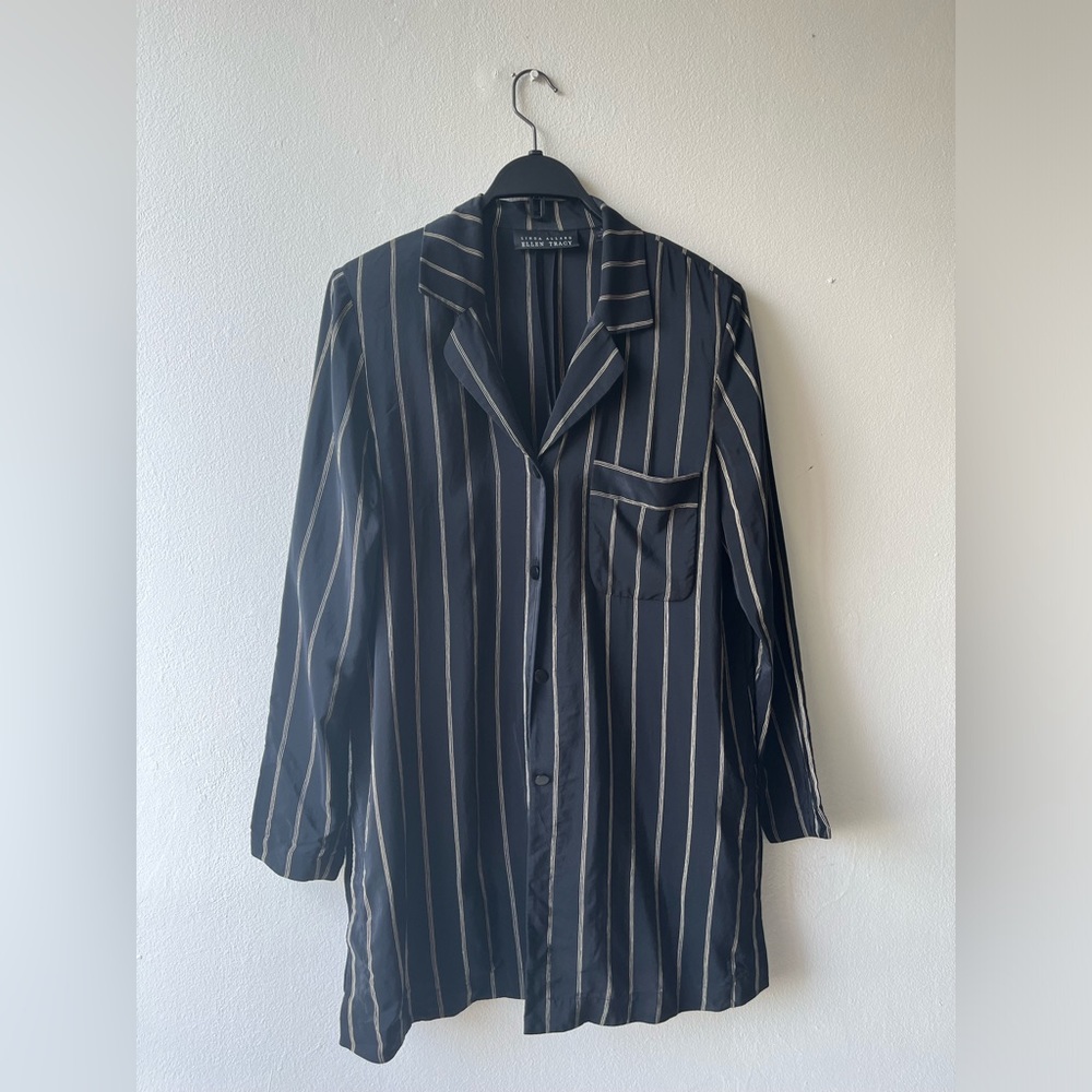 Oversized button up blouse with shoulder pads